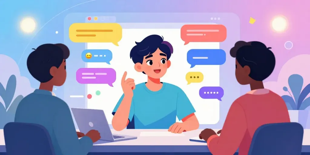 Diverse characters in a vibrant AI chat session, showcasing playful interactions and emotions in a digital space. Explore the exciting world of ai chat porn.