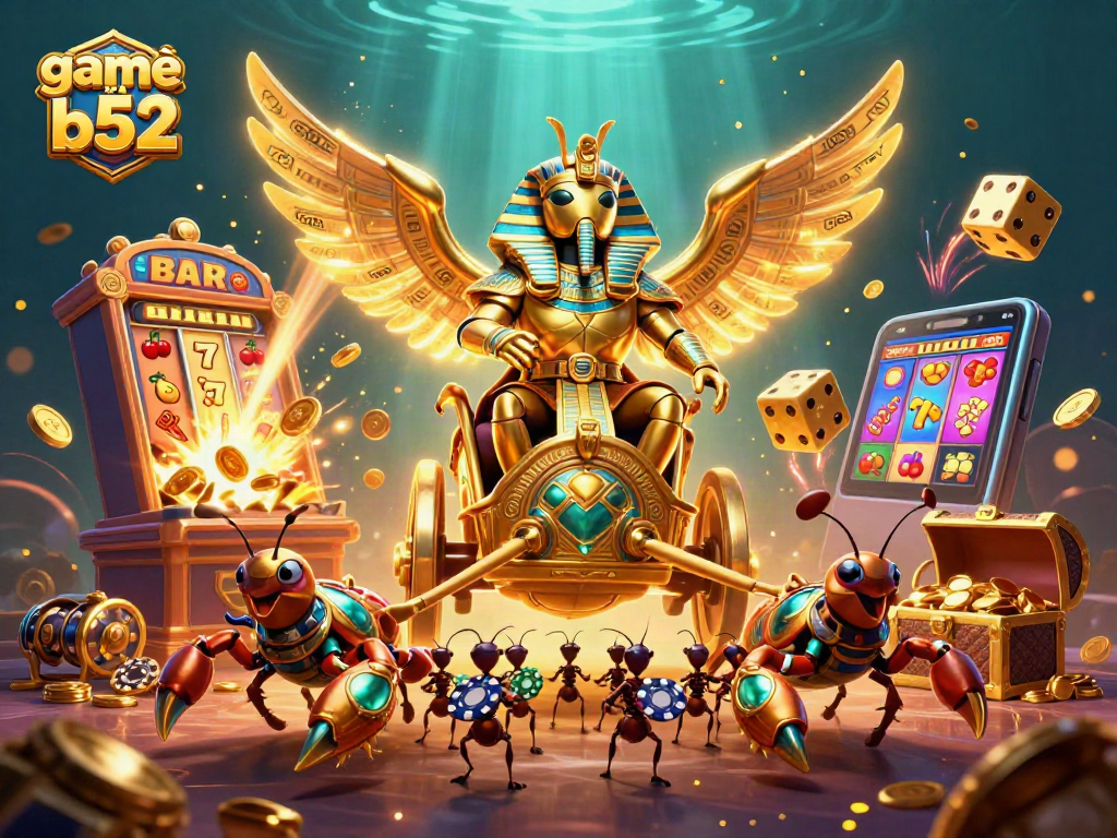 Experience exciting gameplay with game bài b52's vibrant slot machine scene bursting with action