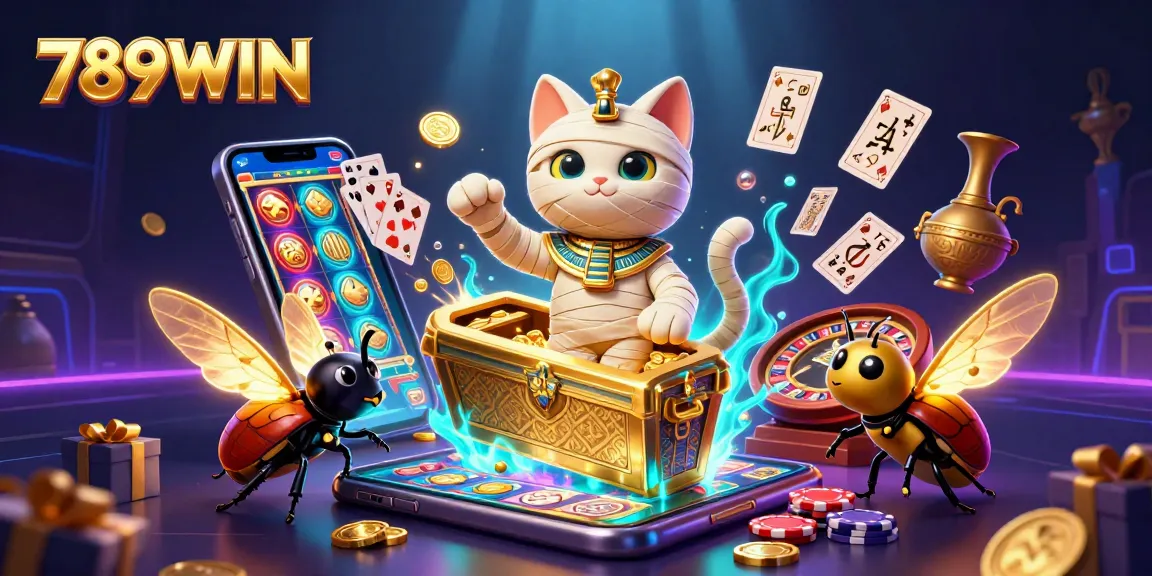 Engage with the thrilling world of 789WIN in this vibrant casino illustration.