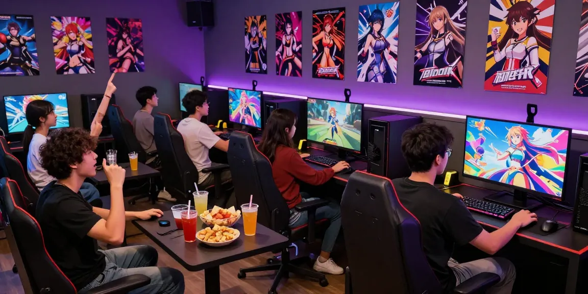 Friends enjoying ecchi games in a vibrant gaming lounge