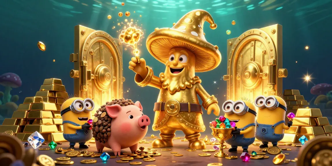 Play at a new online casino featuring magical elements like golden treasures and whimsical characters.